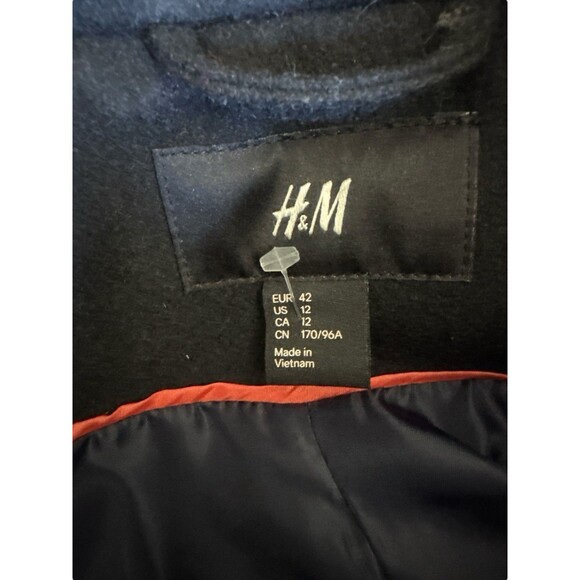 H&M Black Wool Short Pea Coat Jacket Women’s Sz 12 - Picture 6 of 6